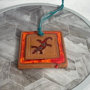 Handcrafted Southwestern Ceramic Tile Wall Hanging Kokopelli Mexico 4”